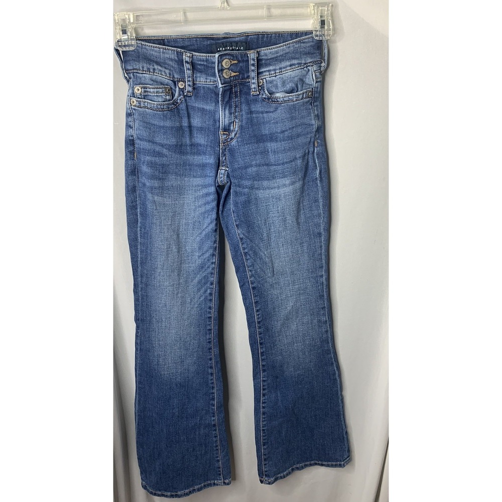 Women's 00 Reg Aeropostale low rise flare Y2K‎ blue jeans preppy